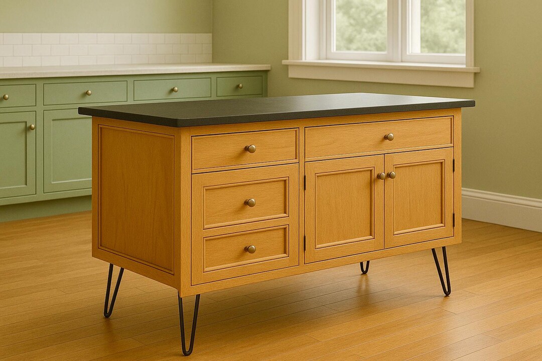 Mid Century Modern Kitchen Island With Drawer Storage - Etsy