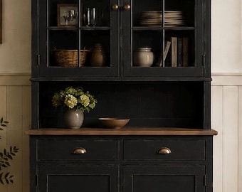 Beautiful hand built Coffee Bar Hutch. Custom built coffee hutch. Coffee and supplies storage. Solid wood cupboard.