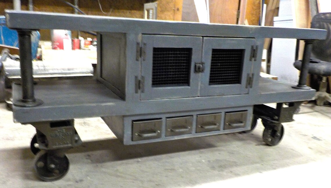 Industrial Style Media Console Carts. Built to Suit. Etsy