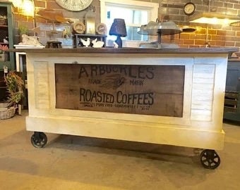 Kitchen Island, Kitchen island with storage. Farmhouse Industrial Style Kitchen Island