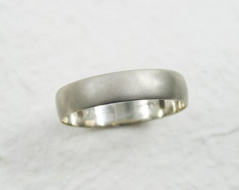 Unisex Classic rounded 5 mm wedding ring - 14k white gold. men wedding ring, his and hers rings