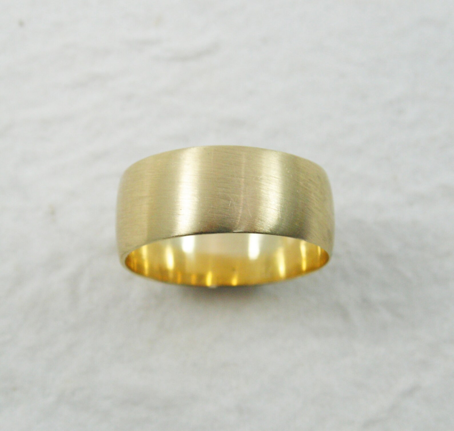 14k Gold Brushed Rounded 8 Mm Wedding Band. Gold Wedding Ring. Etsy