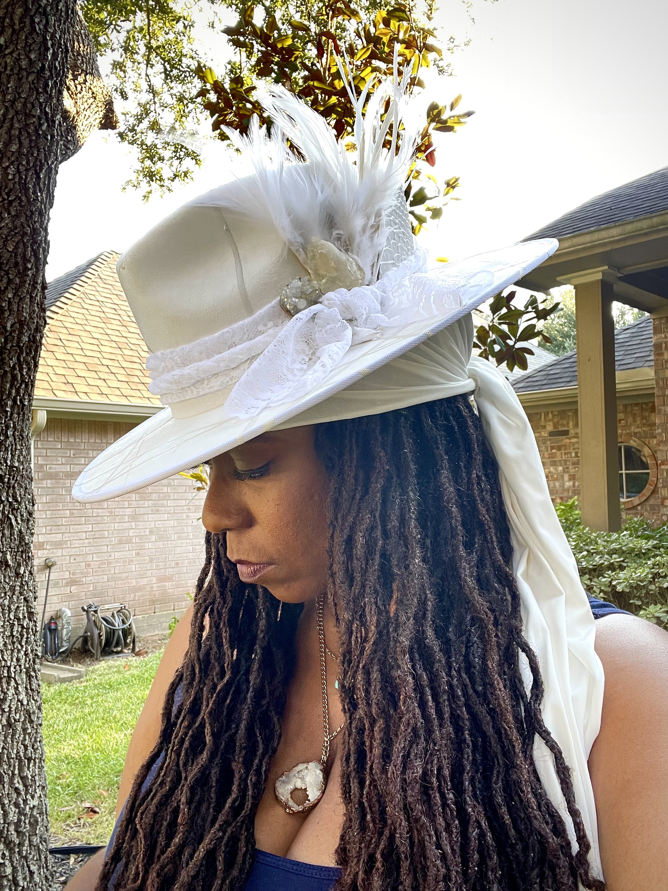 White wide brim felt fedora, the "White Party" hat, Diner En Blanc
