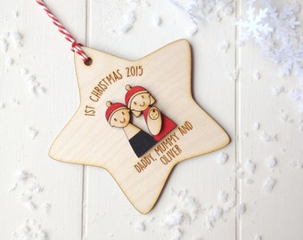 Family's First Christmas Tree Decoration - Personalised tree decoration - family gift