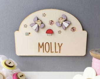 Fairy door plaque - Girls door sign - Personalised name sign - Girls name plaque - new baby gift