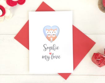 Cute Fox Valentin's Card - Love Card - Valentine's Day - Fox