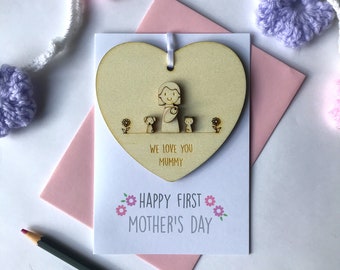 First Mother's Day card and keepsake heart - Keepsake card and gift for new mum