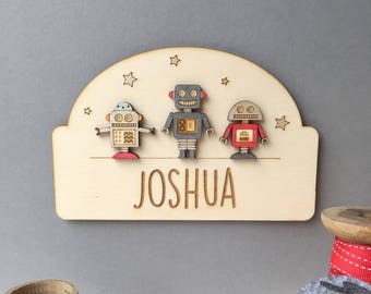 Robot Door Plaque | Name plaque | Cheeky Robots | Name sign