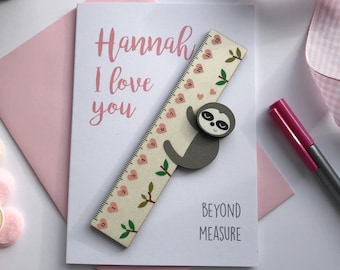 Sloth Valentine's Card and Ruler