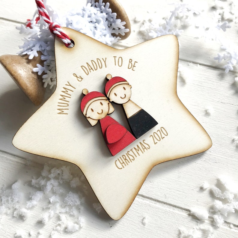 Mummy and Daddy to be Personalised Christmas decoration image 2