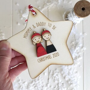 Mummy and Daddy to be Personalised Christmas decoration image 3