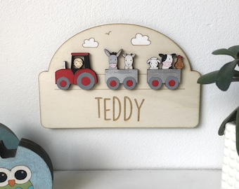 Placa personalizada de la puerta de la granja - granja - tractor - letrero de la puerta - decoración de la habitación de los niños