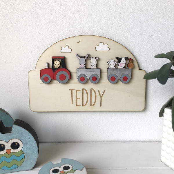 Personalised Farm Door plaque - farm - tractor - door sign - children's room decoration