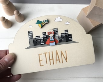 Personalised Super Hero Children's Door Plaque