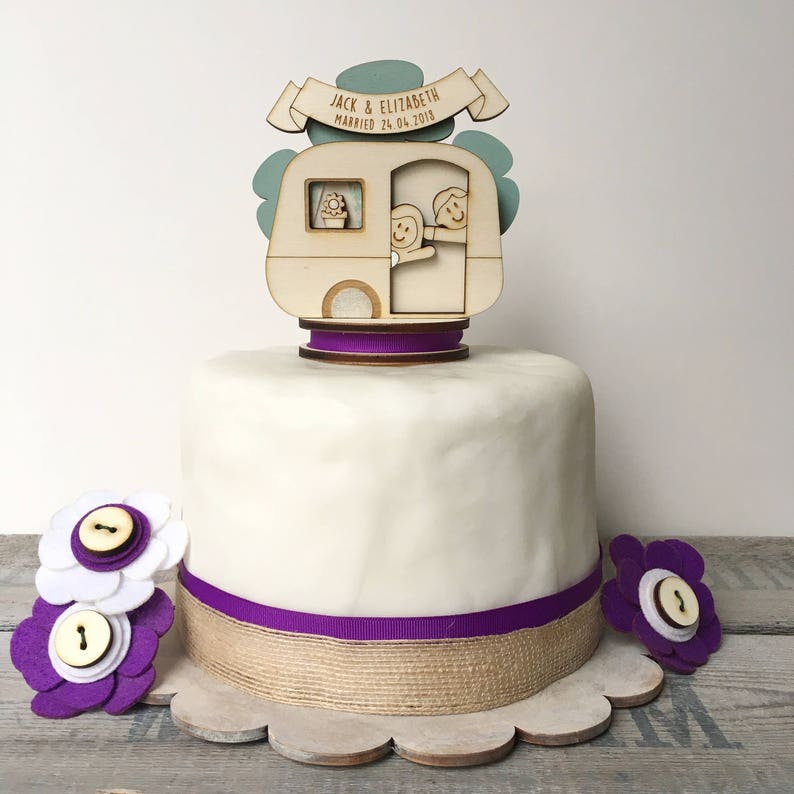Caravan wedding topper personalised cake topper keepsake decoration image 3