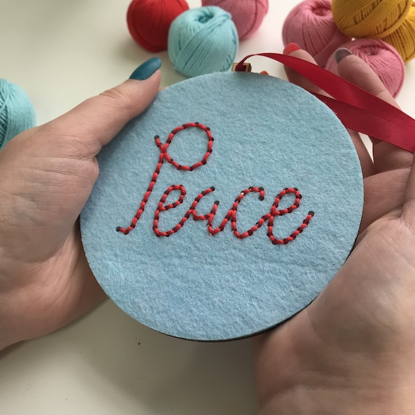 Peace bauble - simple embroidery kit