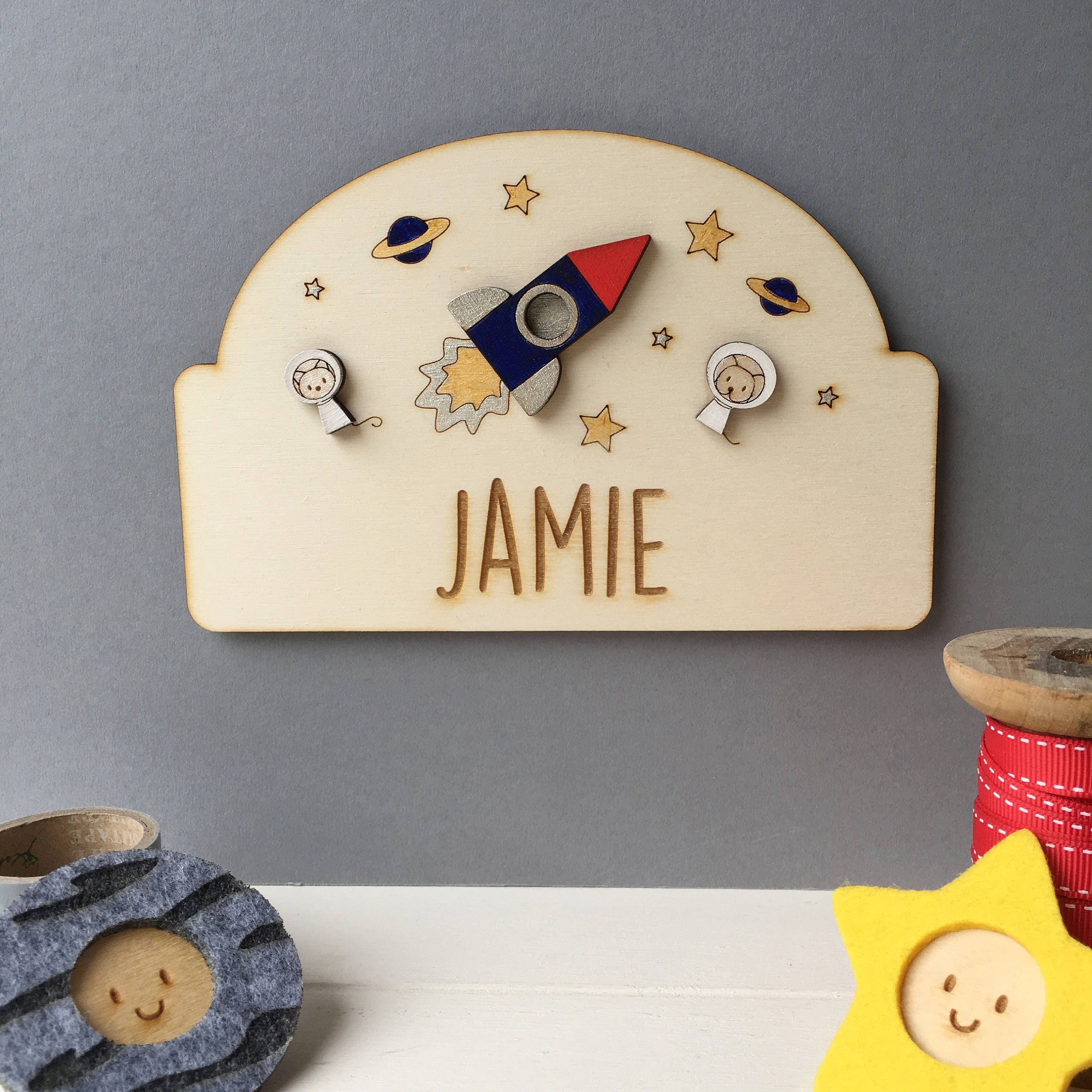 Personalised Space Door Sign - Child's Room Sign - Space Theme - Etsy UK