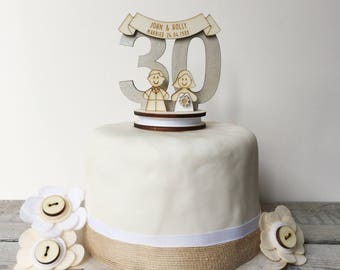 30th wedding anniversary toppers - pearl wedding anniversary - personalised anniversary topper