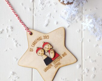 Grandparents' First Christmas Tree Decoration - Personalised tree decoration
