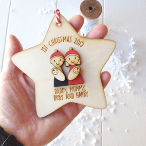 Baby Twins, Family's First Christmas Decoration personalised tree decoration image 4