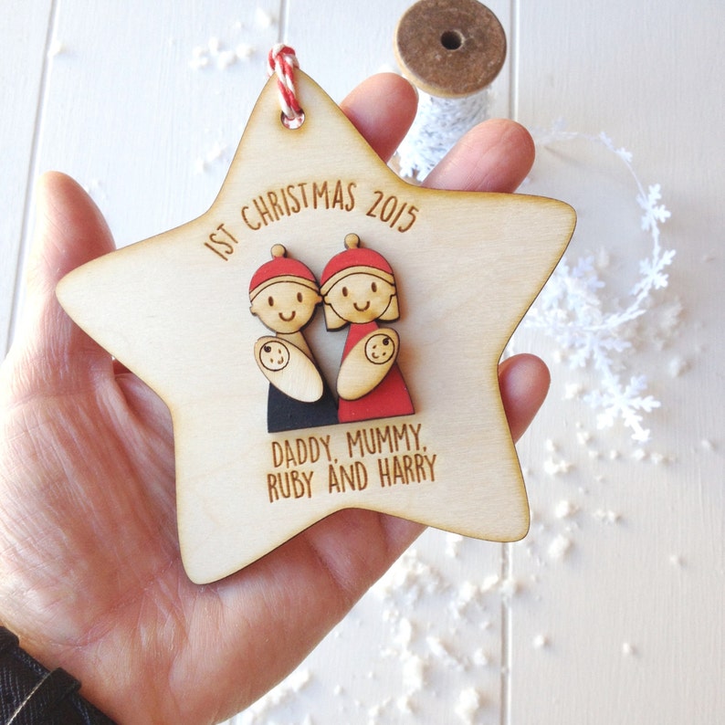 Baby Twins, Family's First Christmas Decoration personalised tree decoration image 4