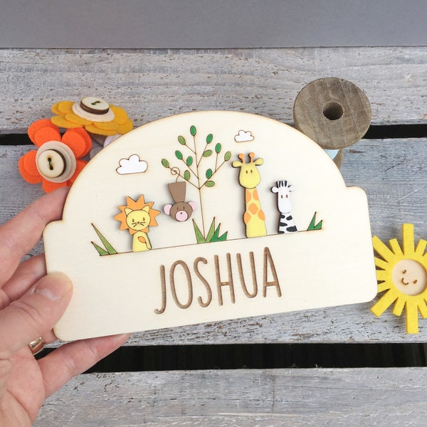 Personalised Jungle door plaque | jungle theme child's room sign