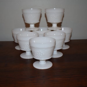 Milk Glass Grapevine Glass Set