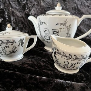 25th Anniversary Tea Set Lefton Silver