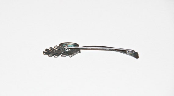 Vintage silver brooch with turquoise and three ro… - image 3