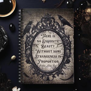 Journal Edgar Allen Poe, carnet Poe, livre de poésie, gothique victorien, corbeaux et corbeaux, reliure spirale avec journal intime ou carnet de croquis