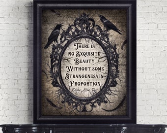Poe quote PRINT, Edgar Allan Poe Typography, Gothic Victorian wall décor, Historical Victorian literature, poetry saying, raven poster