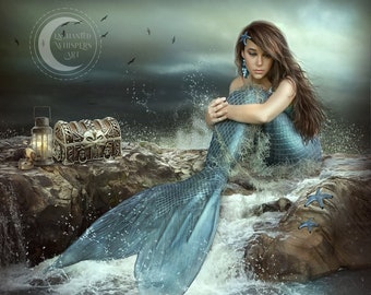 Mermaid Art Print- Mystical Siren, Ocean Mythology Wall Décor