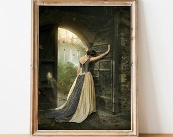 Medieval Woman Art Print - Castle Door Fantasy Wall Décor