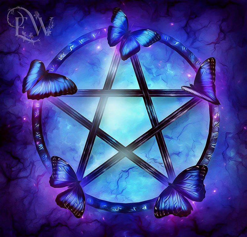 Pentacle print Pentagram art pentacle wall decor Pagan art Etsy