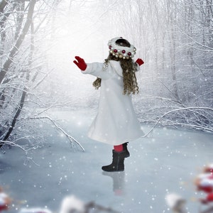 winter ice digital Christmas backdrop,  winter forest Photoshop background, photo compositing, photo manipulation, photography, snow overlay
