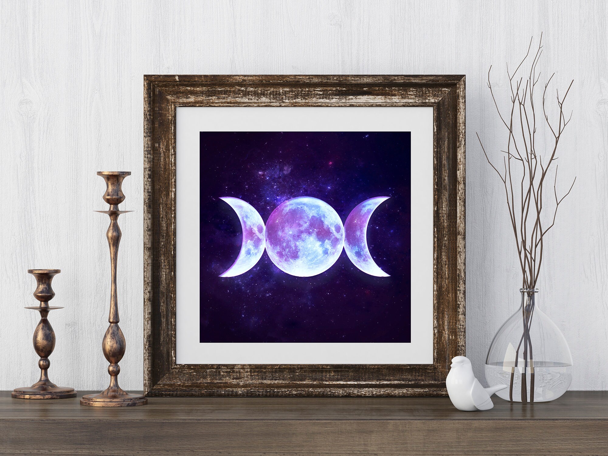 Galaxy Triple Goddess acrylic painting Moon Goddess painting A4 acrylic pagan shops art alter decorative art bedroom living room plus size curvy