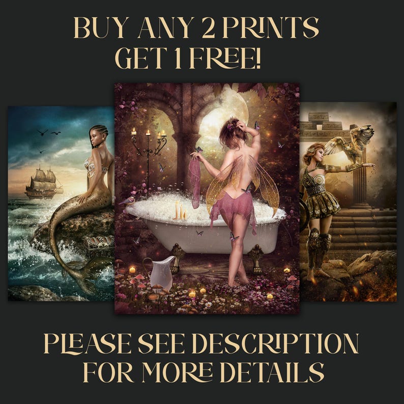 Aphrodite Art Print - Greek Goddess, Surreal Ocean Fantasy image 7