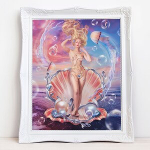 Aphrodite Art Print - Greek Goddess, Surreal Ocean Fantasy image 6