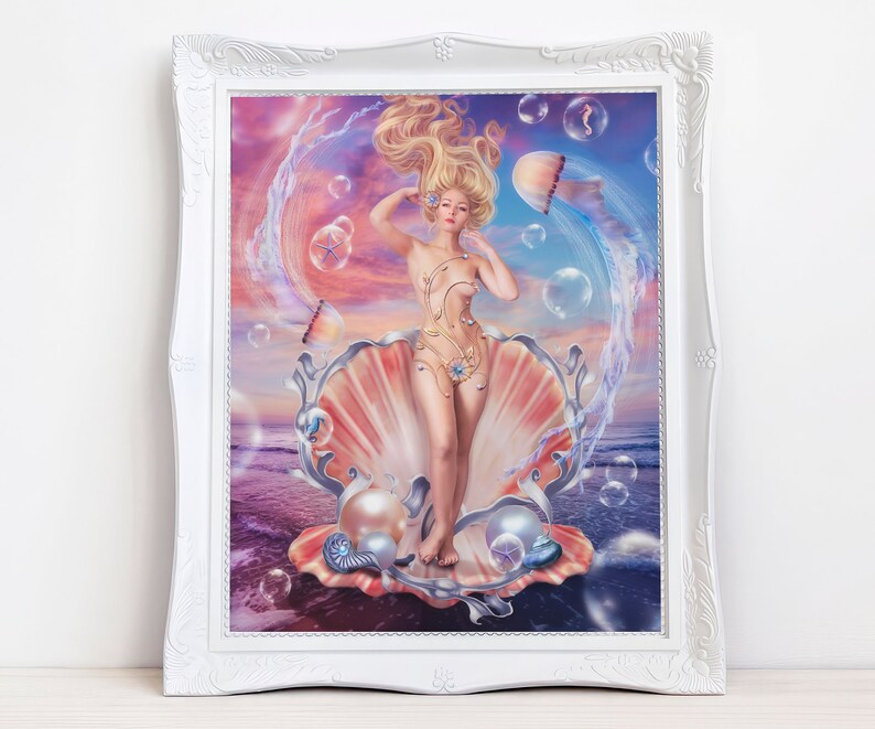 Aphrodite Art Print - Greek Goddess, Surreal Ocean Fantasy image 6