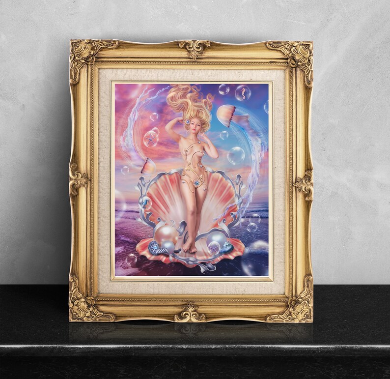 Aphrodite Art Print - Greek Goddess, Surreal Ocean Fantasy image 9