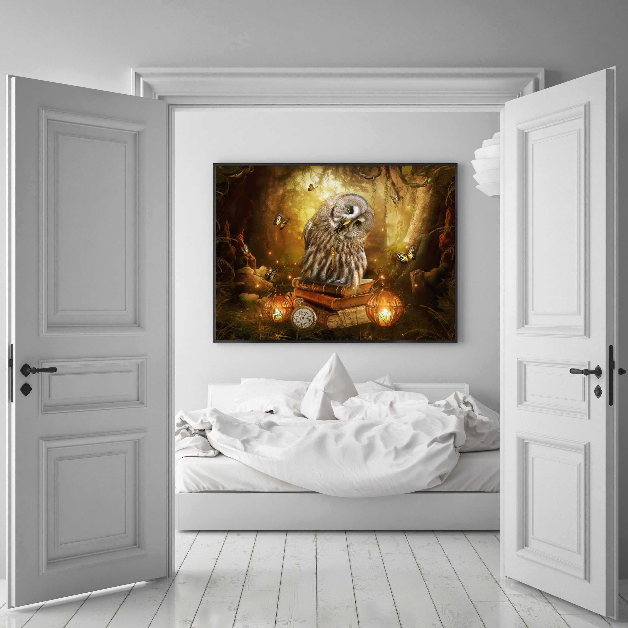 Cottagecore Owl Art Print: Fantasy Woodland Nursery Decor - Etsy