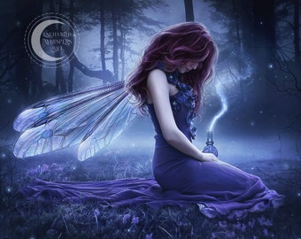 Mystical Fae Art Print-  Purple Fairy Goddess wall décor