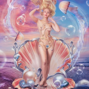Aphrodite Art Print - Greek Goddess, Surreal Ocean Fantasy image 3