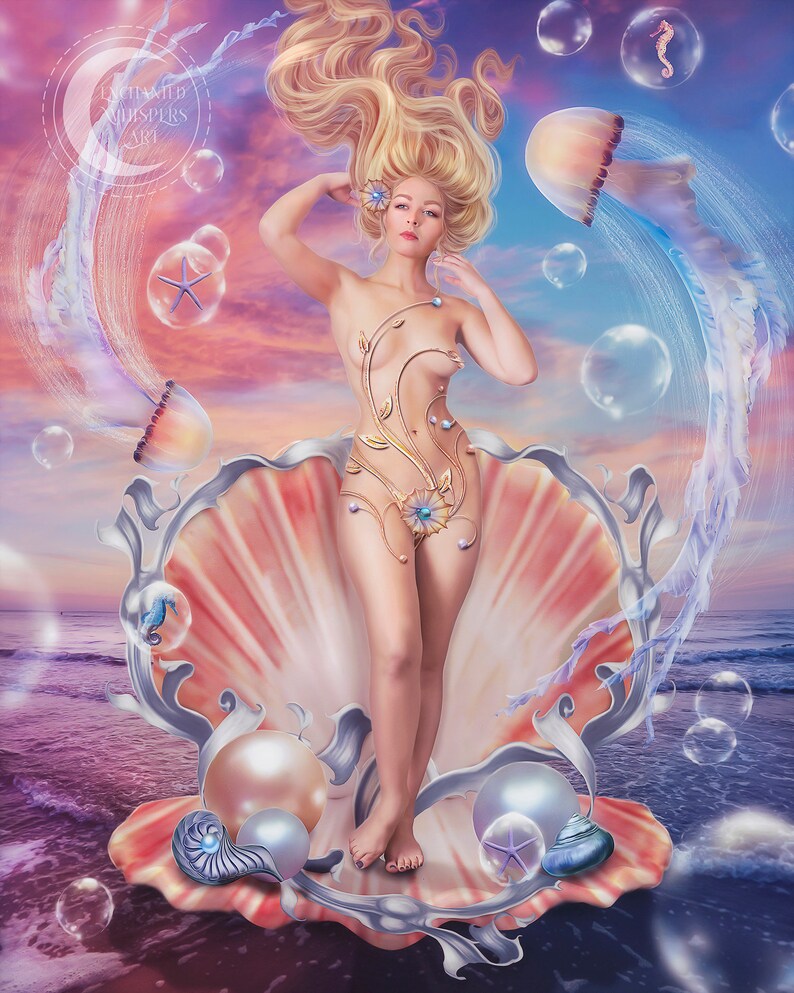 Aphrodite Art Print - Greek Goddess, Surreal Ocean Fantasy image 3