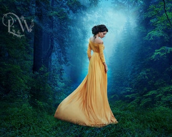 Fondo digital de bosque de fantasía: Superposición fotográfica de exuberante bosque nocturno (JPEG)