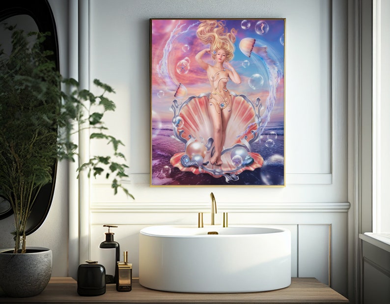 Aphrodite Art Print - Greek Goddess, Surreal Ocean Fantasy image 8