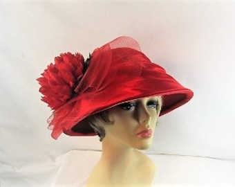 Red Majestic Mum Wool Satin Hat (WCC5117)