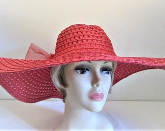 Red Straw Hat - Red Fascinating Flower Hat for Red Hatters