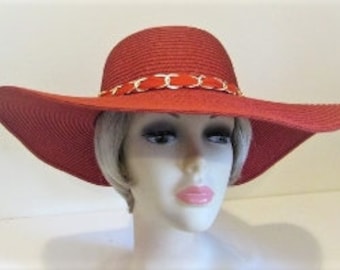 Soft Subtle Red Straw Hat (CC193)