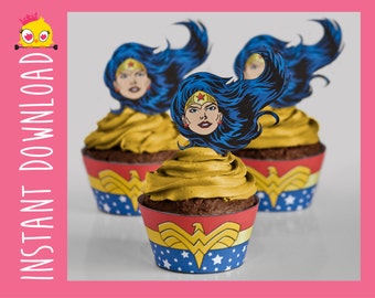 Wonder Woman Inspired Cupcake Wrappers & Toppers PDF